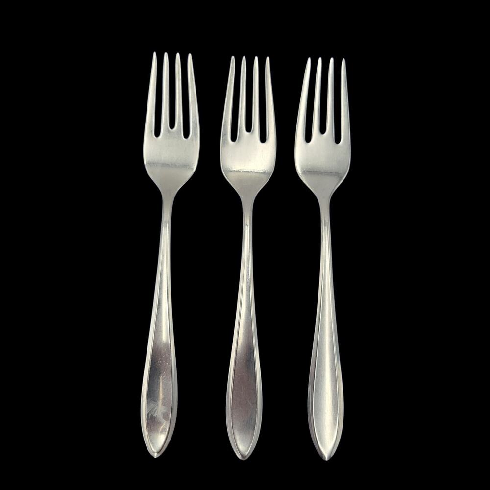 WMF Cromargan Germany Stainless Silverware SHADOWPOINT 7" Salad Fork Set 3